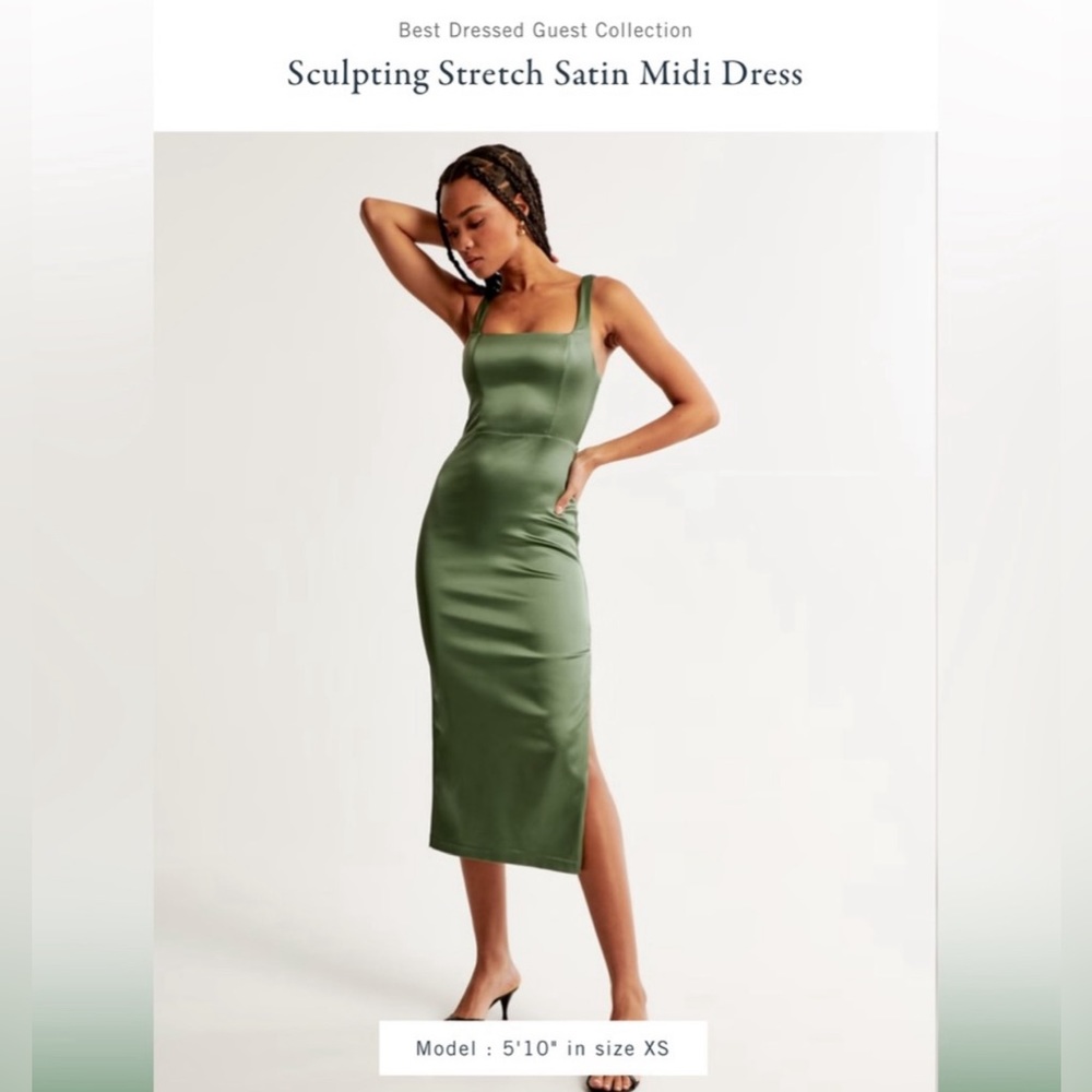 Abercrombie & Fitch Squareneck Satin Midi Dress size XS